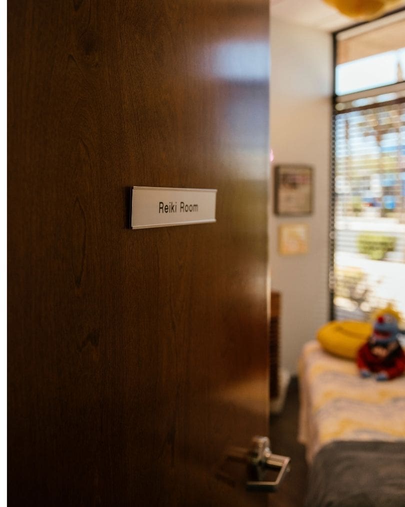 Open door to a calm, light-filled session room at The Hub, Pediatric Reiki LV in Las Vegas